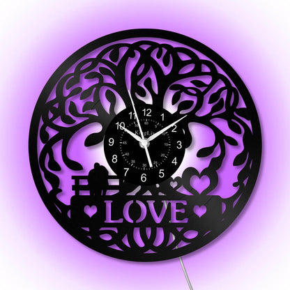 LED Vinyl Wall Clock | Tree of Love | 12'' | 0305WPB