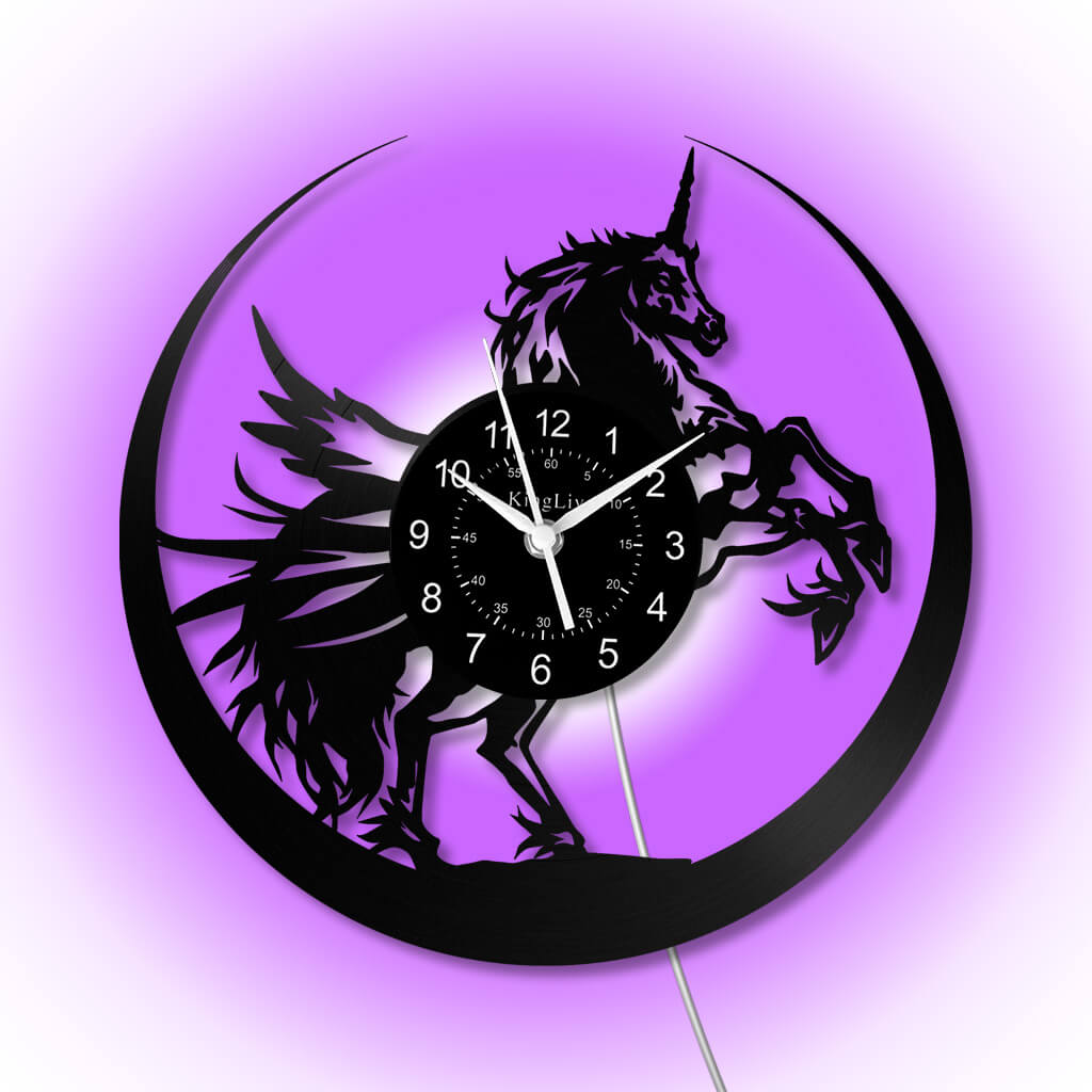 LED Vinyl Wall Clock | Unicorn | 12'' | 0306WPB