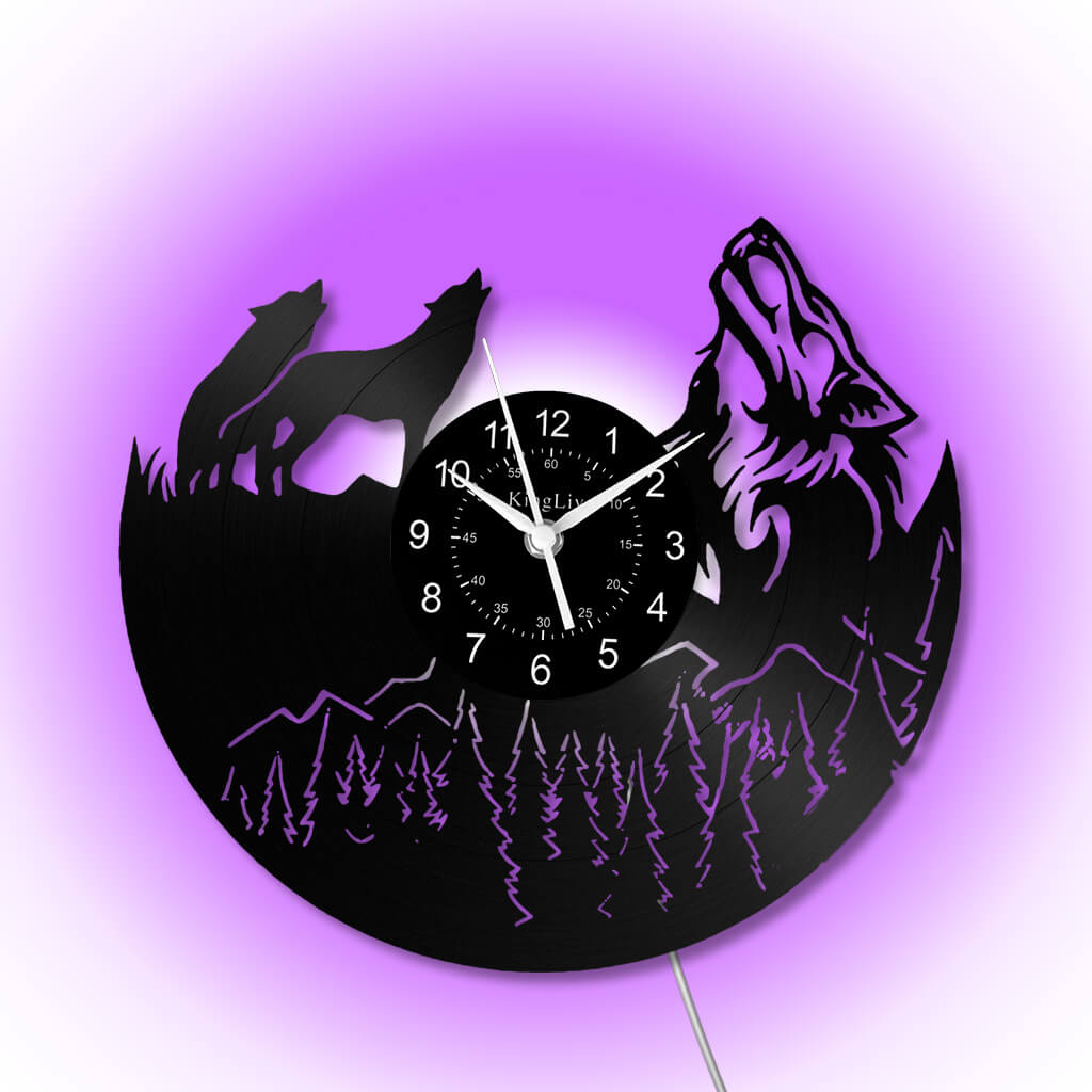 LED Vinyl Wall Clock | Wolf | 0115WPB