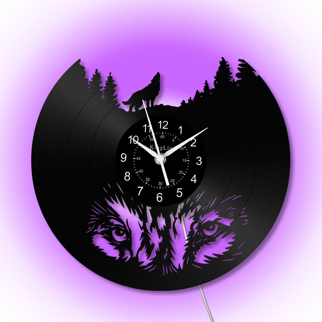 LED Vinyl Wall Clock | Wolf | 0309WPB