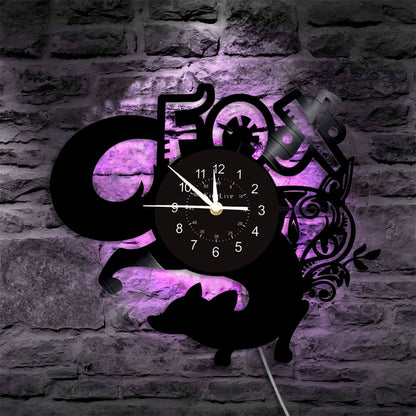 Fox LED Vinyl Record Wall Clock