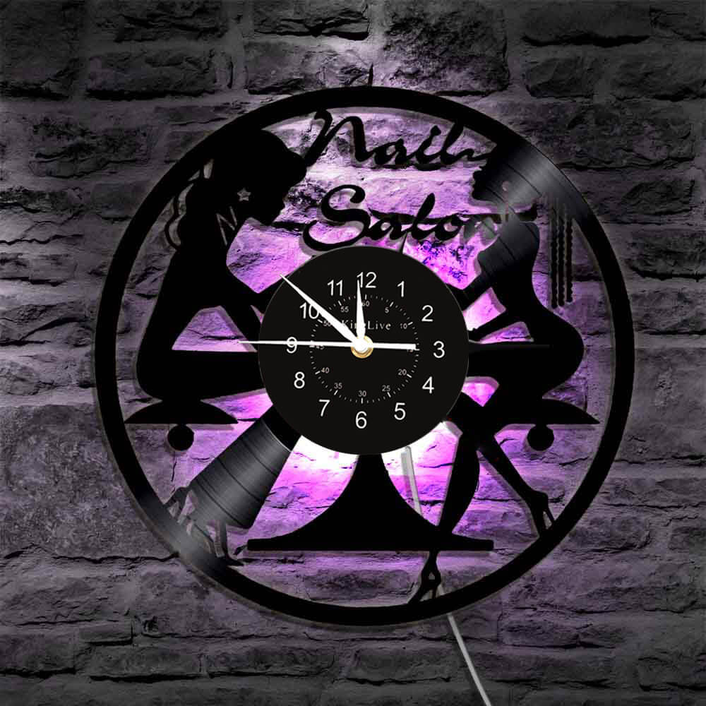 Nail Salon Beauty Led Vinyl Record Clock