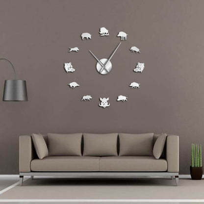 DIY Wall Clock  | Wild Boar Animal | 19'' - 37'' | AWC027
