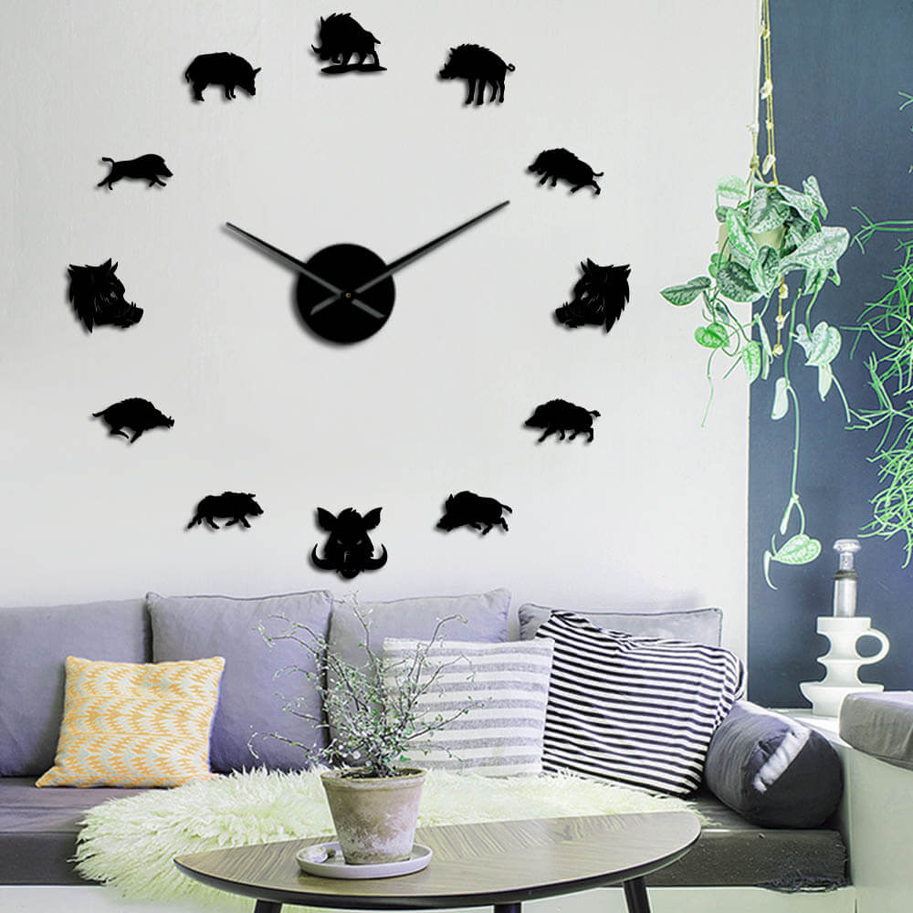 DIY Wall Clock  | Wild Boar Animal | 19'' - 37'' | AWC027